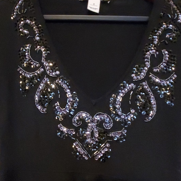 WHBM size small short sleeve sequence black sweate - Picture 4 of 5